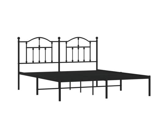 Cadru de pat metalic cu tăblie, negru, 160x200 cm, 4 image