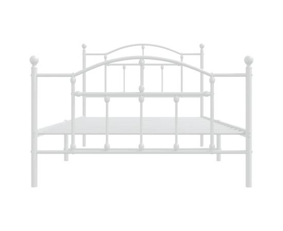 Cadru de pat metalic cu tăblie de cap/picioare, alb, 100x200 cm, 5 image