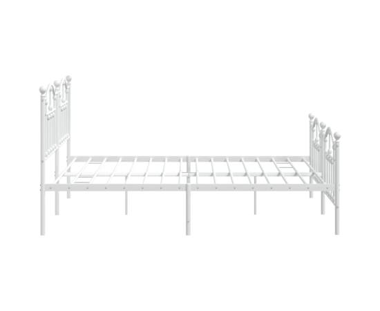 Cadru de pat metalic cu tăblie de cap/picioare, alb, 183x213 cm, 6 image