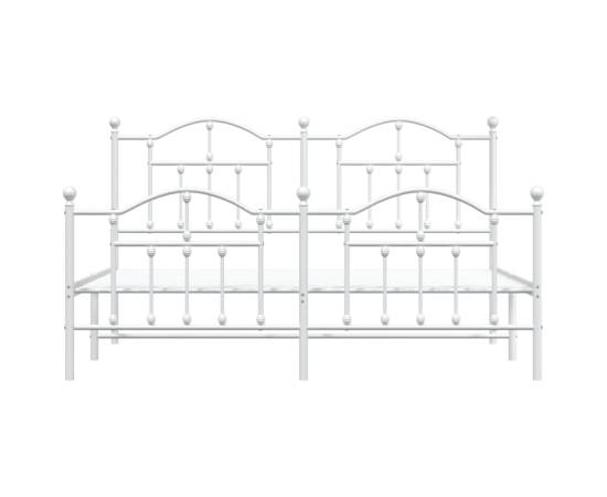 Cadru de pat metalic cu tăblie de cap/picioare, alb, 183x213 cm, 5 image
