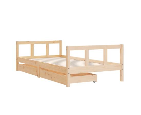 Cadru de pat pentru copii cu sertare, 90x190 cm, lemn masiv pin, 3 image