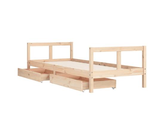 Cadru pat copii cu sertare, 80x200 cm, lemn masiv de pin, 4 image