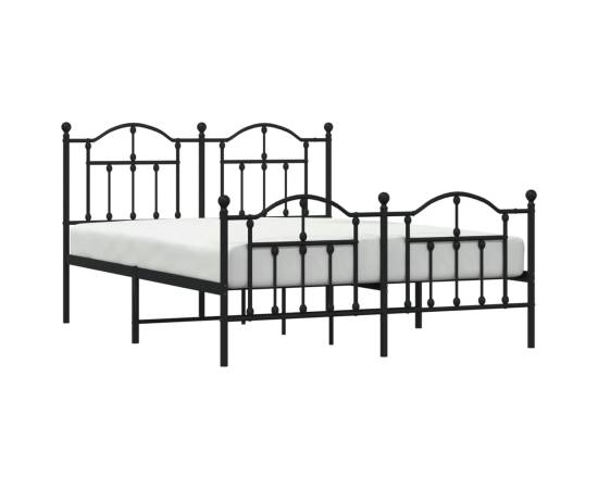 Cadru pat metalic cu tăblie de cap/picioare, negru, 150x200 cm, 3 image