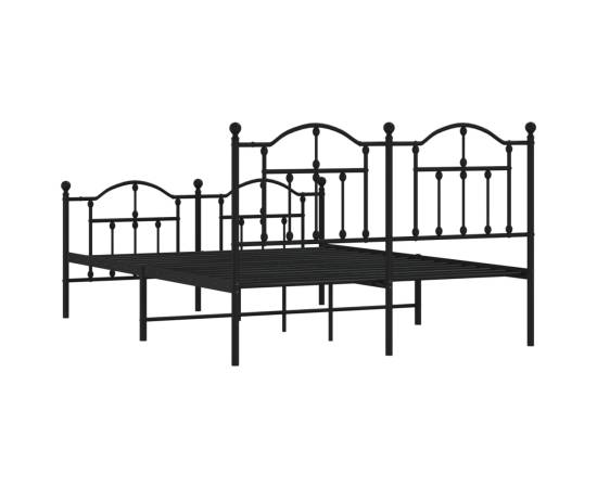 Cadru pat metalic cu tăblie de cap/picioare, negru, 150x200 cm, 7 image