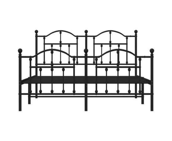 Cadru pat metalic cu tăblie de cap/picioare, negru, 150x200 cm, 5 image