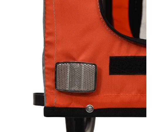Remorcă de bicicletă câini portocaliu&gri textil oxford&fier, 9 image