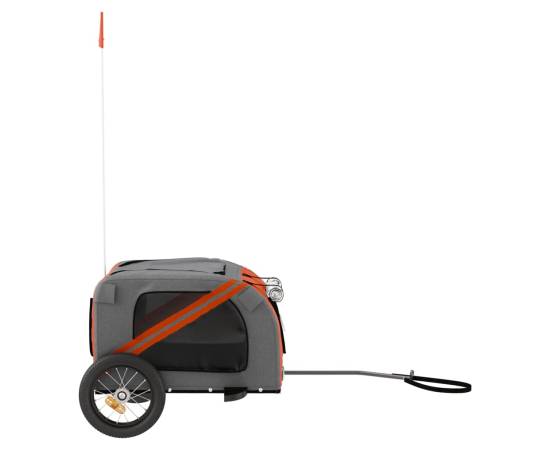 Remorcă de bicicletă câini portocaliu&gri textil oxford&fier, 5 image