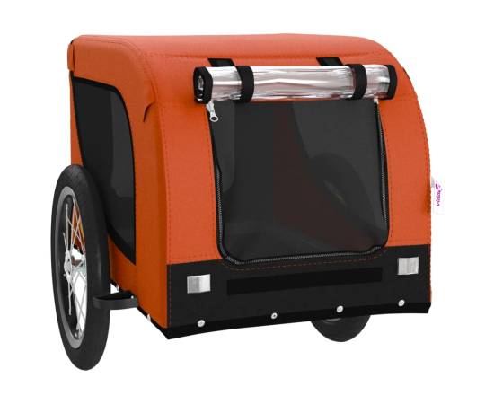 Remorcă de bicicletă câini portocaliu&negru textil oxford&fier, 4 image