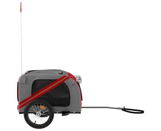 Remorcă de bicicletă pentru câini, roșu&gri, textil oxford&fier, 6 image
