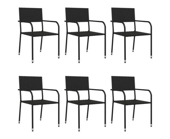 Set mobilier de grădină, 7 piese, negru, poliratan, 3 image