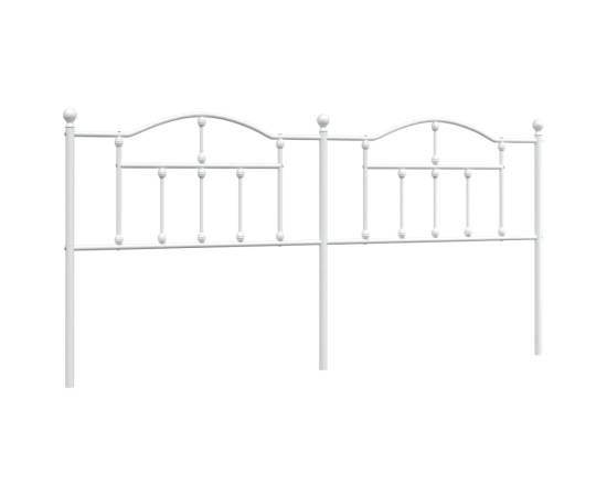 Tăblie de pat metalică, alb, 193 cm, 2 image