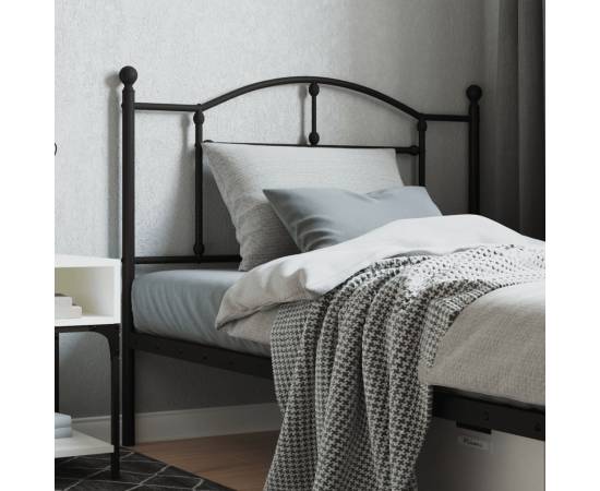 Tăblie de pat metalică, negru, 107 cm