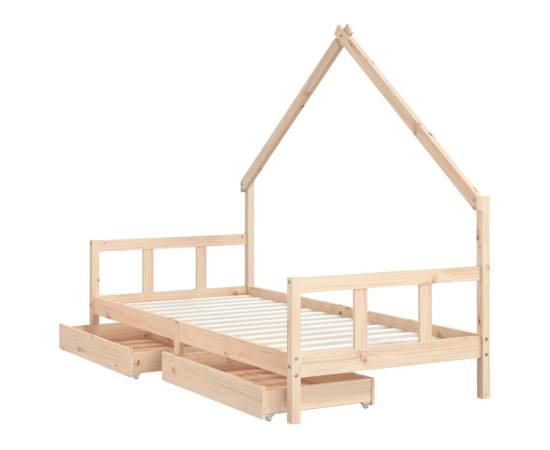 Cadru de pat cu sertare de copii, 90x200 cm, lemn masiv pin, 4 image