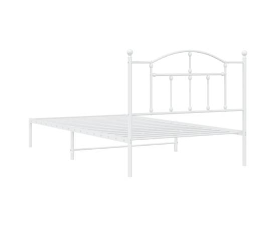 Cadru de pat din metal cu tăblie, alb, 100x200 cm, 7 image