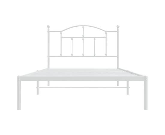Cadru de pat din metal cu tăblie, alb, 100x200 cm, 5 image