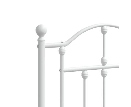 Cadru de pat metalic cu tăblie, alb, 120x200 cm, 8 image