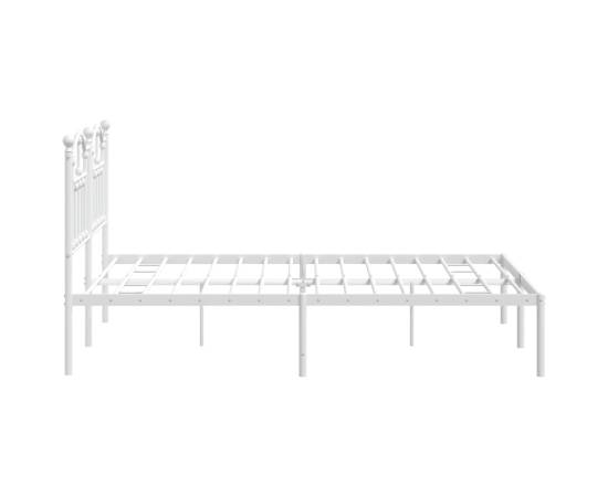 Cadru de pat metalic cu tăblie, alb, 140x190 cm, 6 image