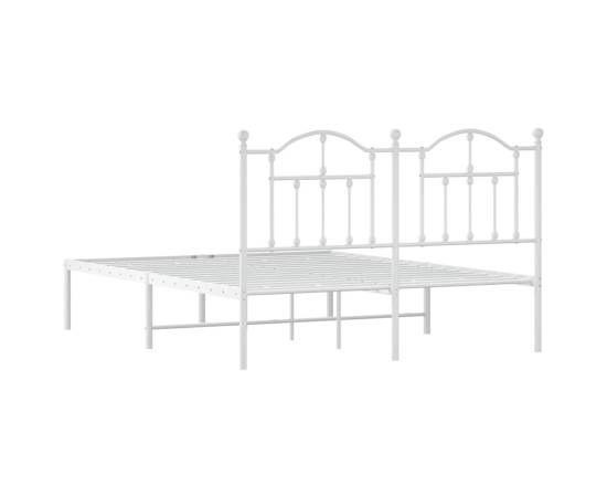Cadru de pat metalic cu tăblie, alb, 140x190 cm, 7 image