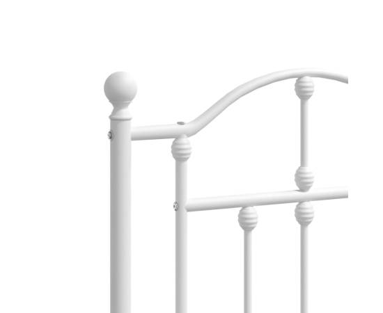 Cadru de pat metalic cu tăblie, alb, 140x190 cm, 8 image