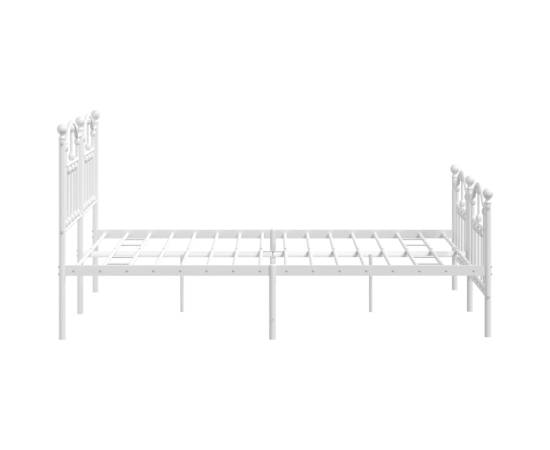 Cadru de pat metalic cu tăblie de cap/picioare, alb, 140x190 cm, 6 image