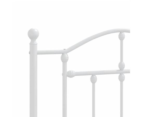 Cadru de pat metalic cu tăblie de cap/picioare, alb, 80x200 cm, 8 image