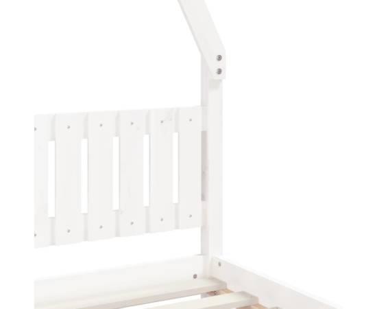 Cadru de pat pentru copii, alb, 80x200 cm, lemn masiv de pin, 7 image