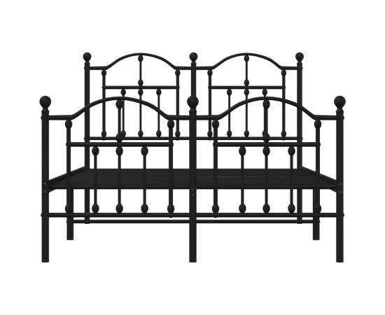 Cadru pat metalic cu tăblie de cap/picioare, negru, 120x200 cm, 5 image