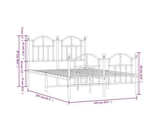 Cadru pat metalic cu tăblie de cap/picioare, negru, 120x200 cm, 9 image