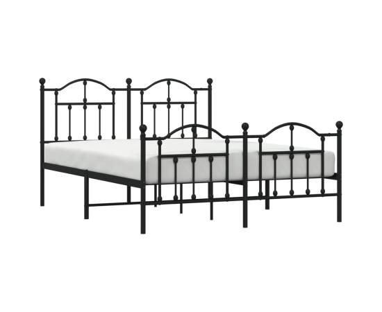 Cadru pat metalic cu tăblie de cap/picioare, negru, 140x190 cm, 3 image