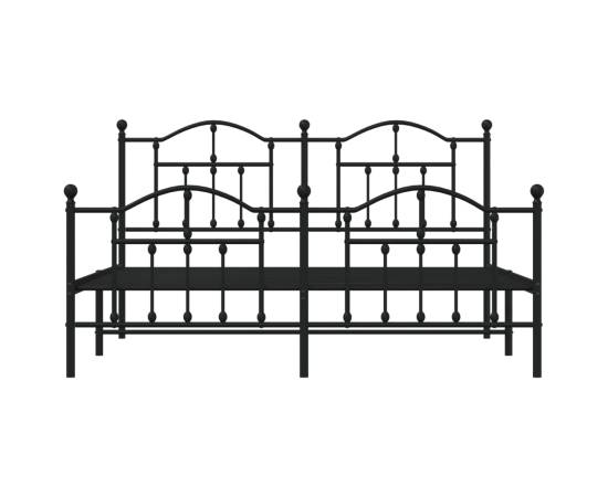 Cadru pat metalic cu tăblii de cap/picioare, negru, 183x213 cm, 5 image