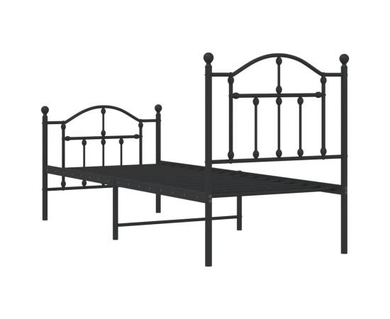 Cadru pat metalic cu tăblii de cap/picioare, negru, 75x190 cm, 7 image