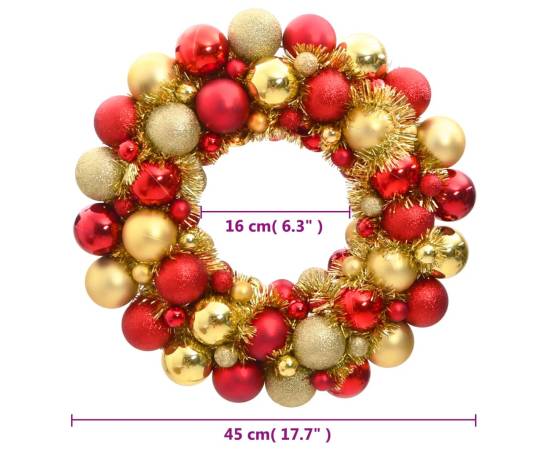 Coroană de crăciun, roși și auriu, 45 cm, polistiren, 4 image
