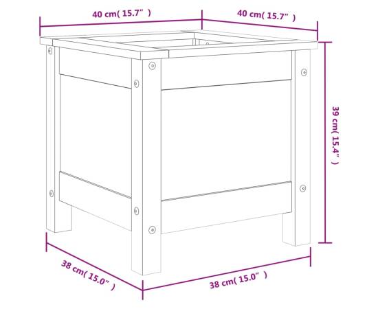 Jardinieră de grădină, 40x40x39 cm, lemn masiv de pin, 9 image