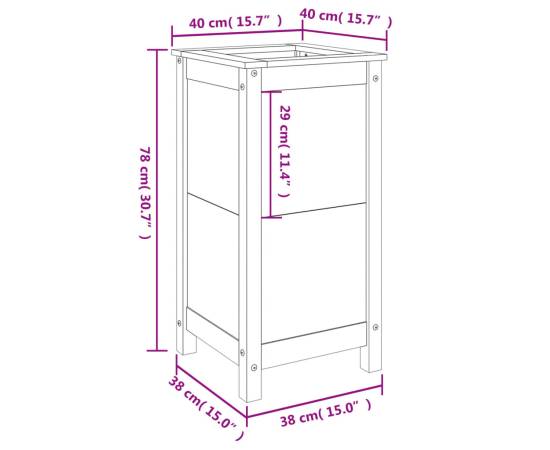 Jardinieră de grădină, 40x40x78 cm, lemn masiv de pin, 9 image