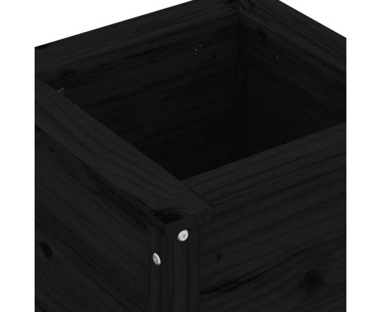 Jardinieră de grădină, negru, 40x40x39 cm, lemn masiv pin, 7 image