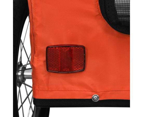 Remorcă de bicicletă câini, portocaliu, textil oxford și fier, 10 image
