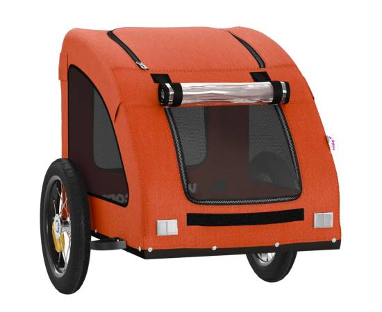 Remorcă de bicicletă câini, portocaliu, textil oxford și fier, 5 image