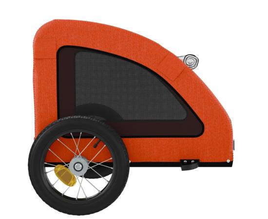 Remorcă de bicicletă câini, portocaliu, textil oxford și fier, 7 image