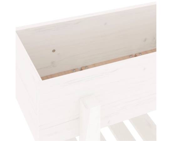 Strat înălțat de grădină, alb, 101x30x69 cm, lemn masiv de pin, 7 image