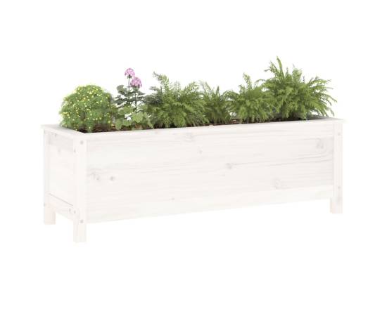 Strat înălțat de grădină, alb, 119,5x40x39 cm, lemn masiv pin, 3 image