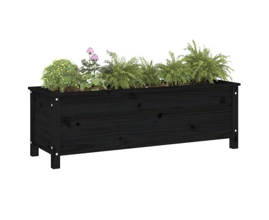 Strat înălțat de grădină, negru, 119,5x40x39 cm, lemn masiv pin, 3 image