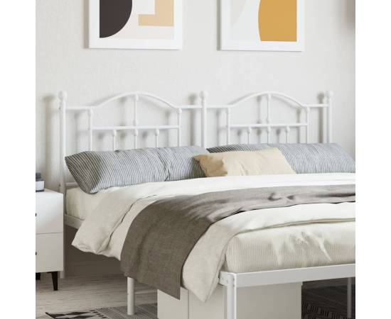 Tăblie de pat metalică, alb, 160 cm