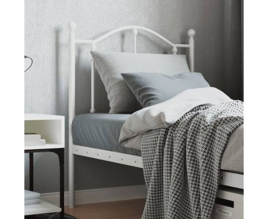 Tăblie de pat metalică, alb, 75 cm