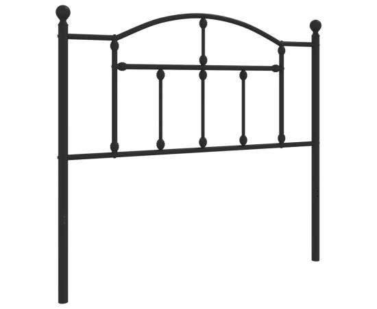 Tăblie de pat metalică, negru, 100 cm, 2 image