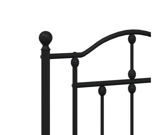 Tăblie de pat metalică, negru, 150 cm, 5 image