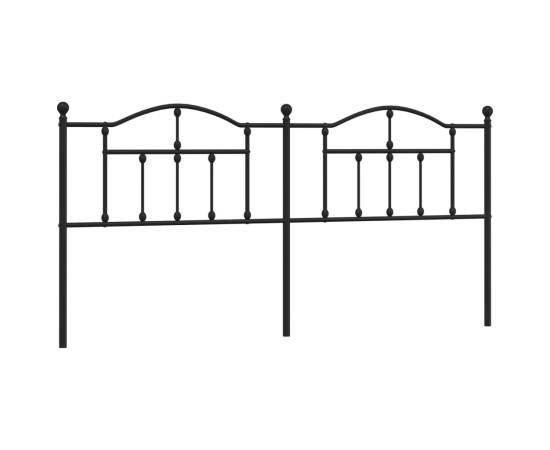Tăblie de pat metalică, negru, 200 cm, 2 image