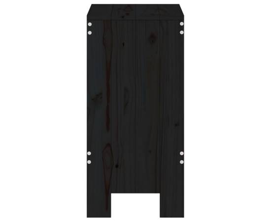 Taburete de bar, 2 buc., negru, 40x36x75 cm, lemn masiv de pin, 5 image