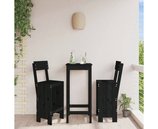 Taburete de bar, 2 buc., negru, 40x48,5x115,5 cm lemn masiv pin