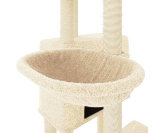 Ansamblu de pisici cu stâlpi din funie de sisal, crem, 122 cm, 7 image