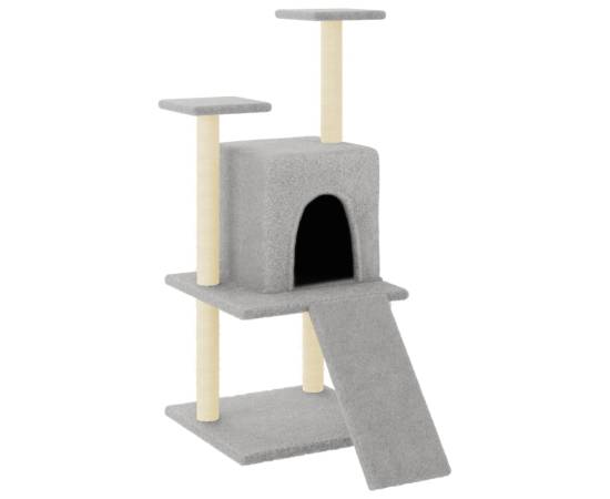 Ansamblu pisici, stâlpi din funie sisal, gri deschis, 110 cm, 2 image